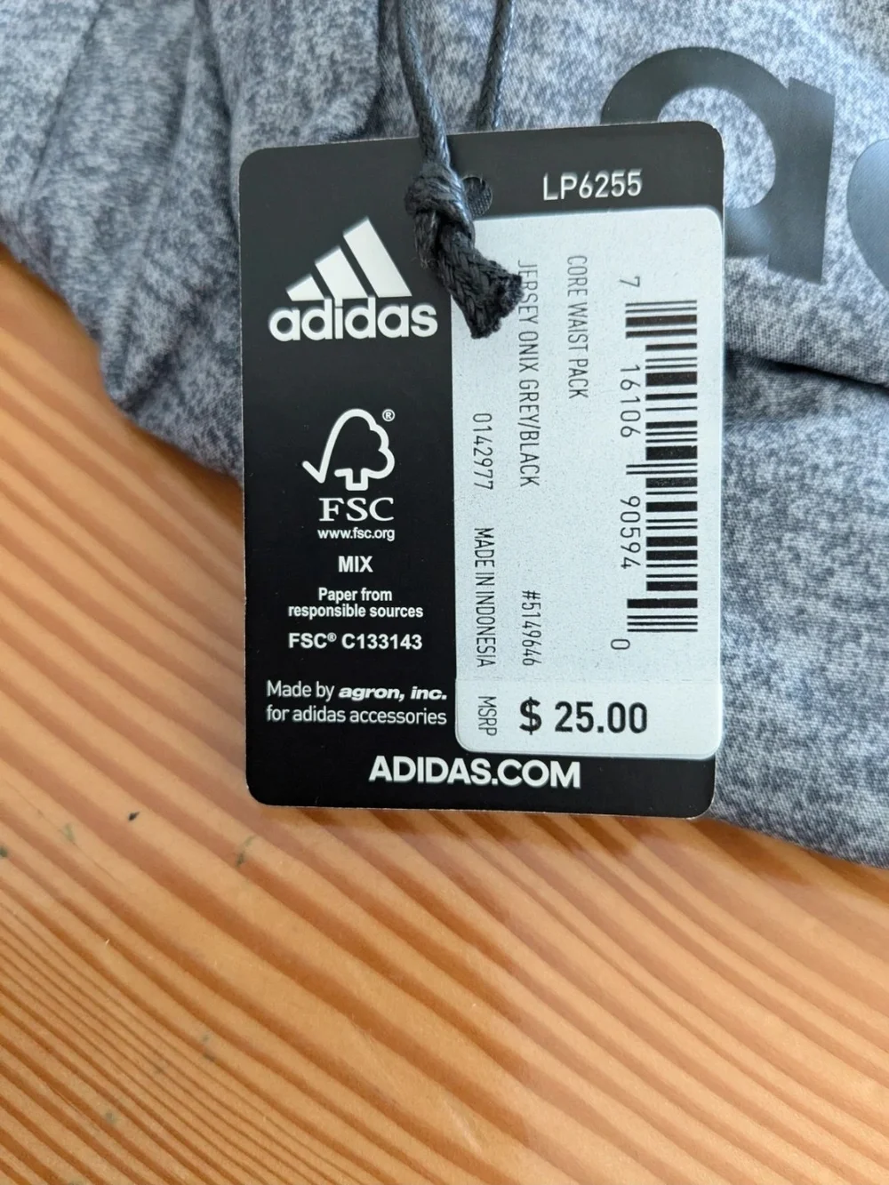 adidas Heather Gray Belt Bag with Black Logo